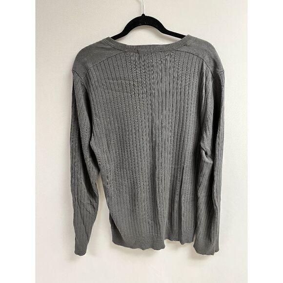 Calvin Klein Jeans men’s Pullover Crew neck Ribbed Knit Sweater Gray Size Large - Picture 4 of 5